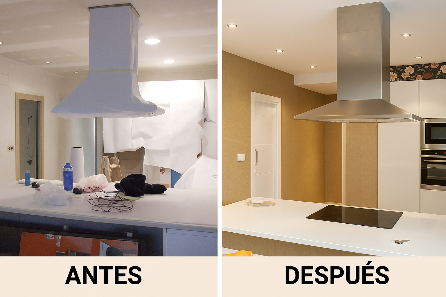 Pintura antes y después de cocina en Bermeo